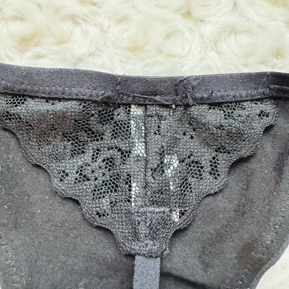 aerie black string thong tanga lace cotton underwear panties undies Small NEW - Picture 4 of 5